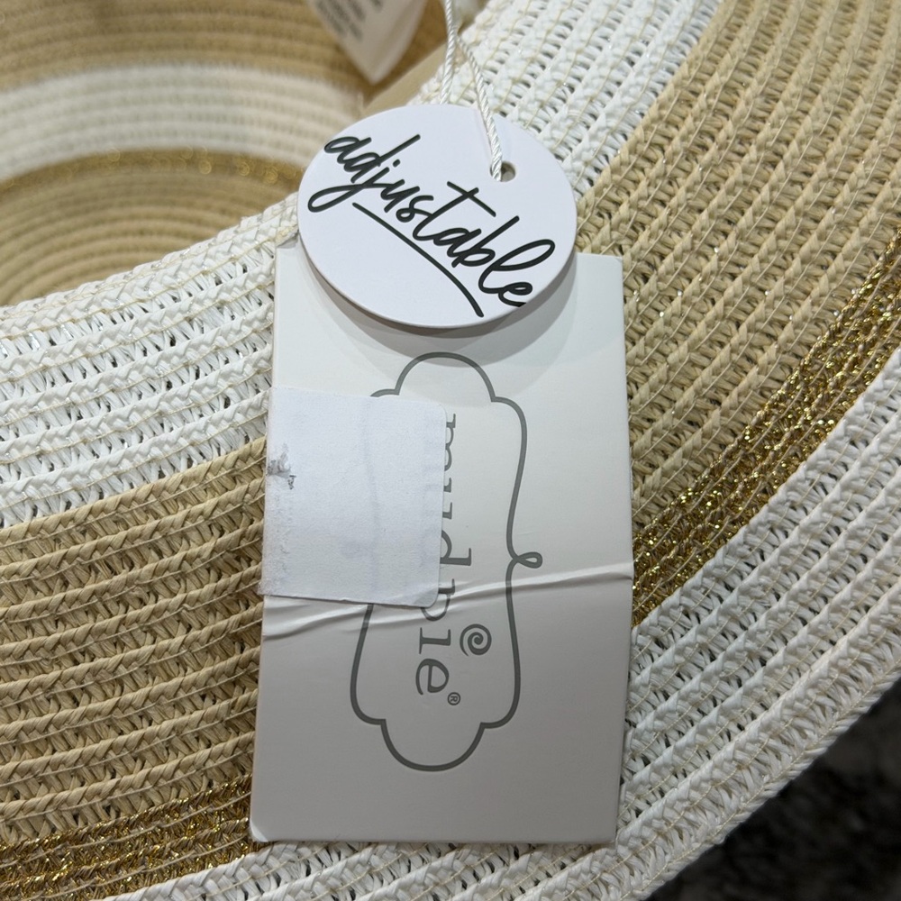 NEW Mud Pie Adjustable Wide Brim Woven Sun Hat - Picture 5 of 5